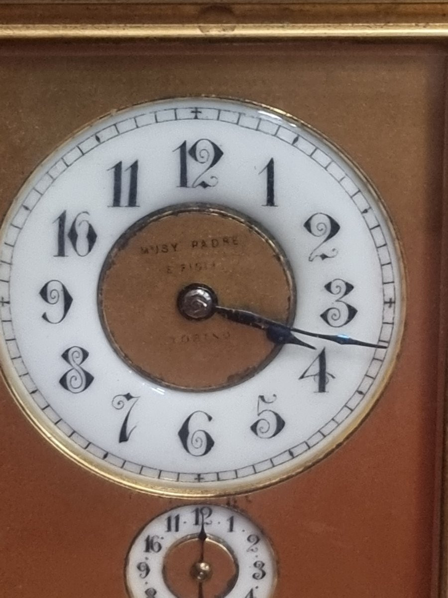 OROLOGIO DA VIAGGIO IN OTTONE - MUSY PADRE E FIGLIO TORINO -  FINE XIX SECOLO-photo-2