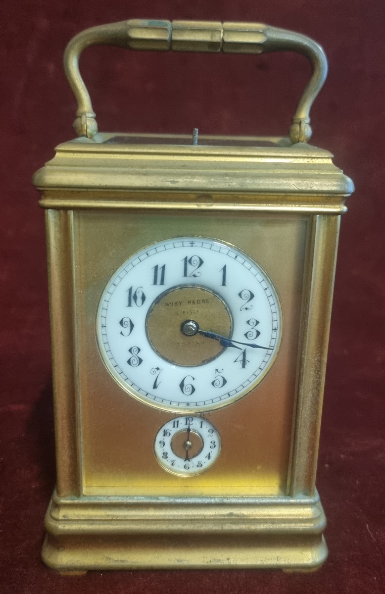 OROLOGIO DA VIAGGIO IN OTTONE - MUSY PADRE E FIGLIO TORINO -  FINE XIX SECOLO