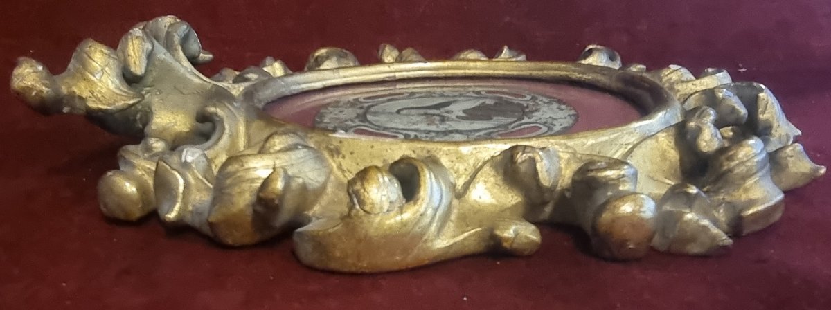 CORNICE BAROCCA IN LEGNO DORATO - MINIATURA SU CARTA SANTA TERESA D'AVILA - PRIMA META' XVII SE-photo-1