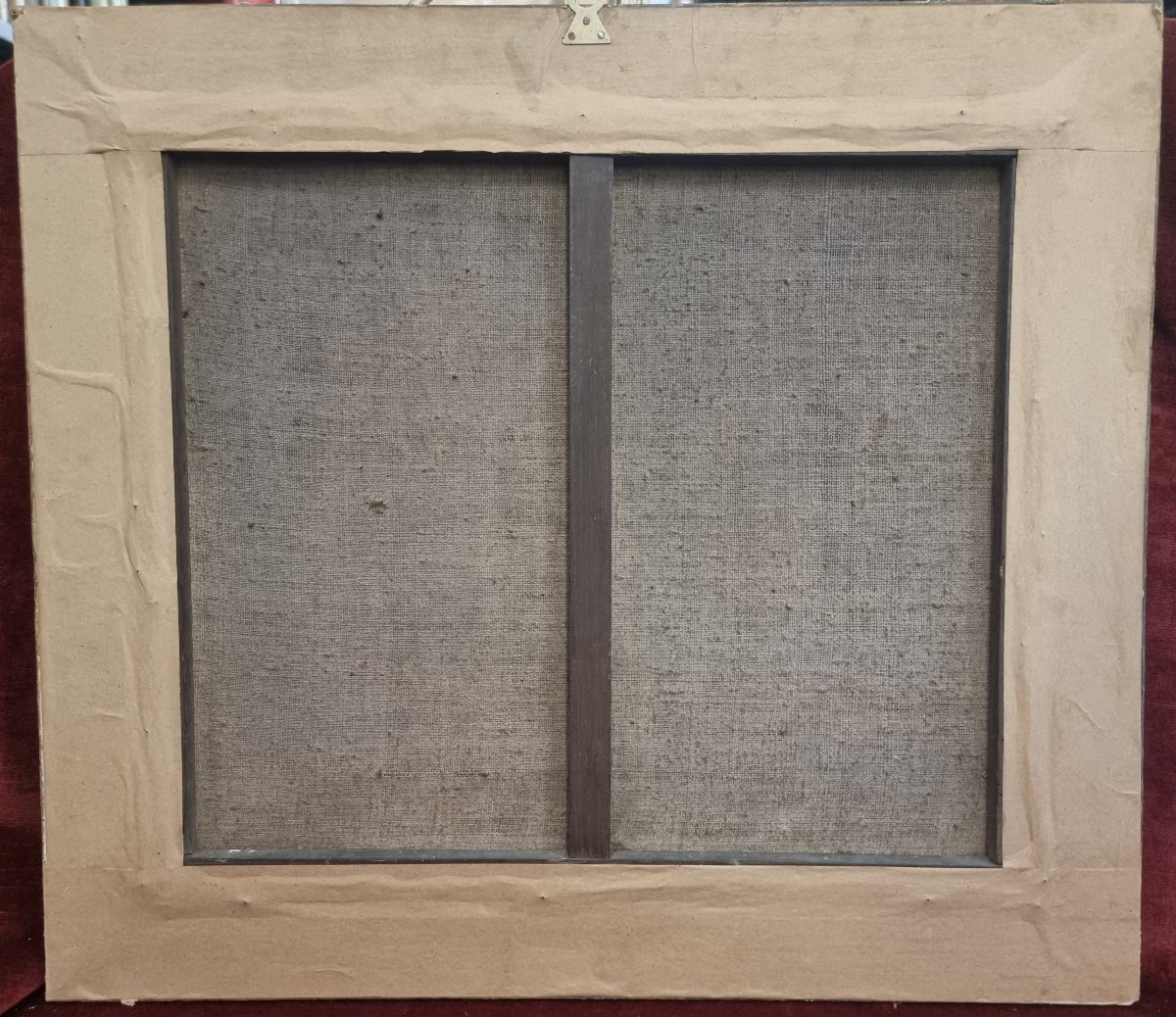 TESSUTO RICAMATO RAFFIGURANTE GESU CON GLI STRUMENTI DELLA PASSIONE - XIX secolo-photo-3