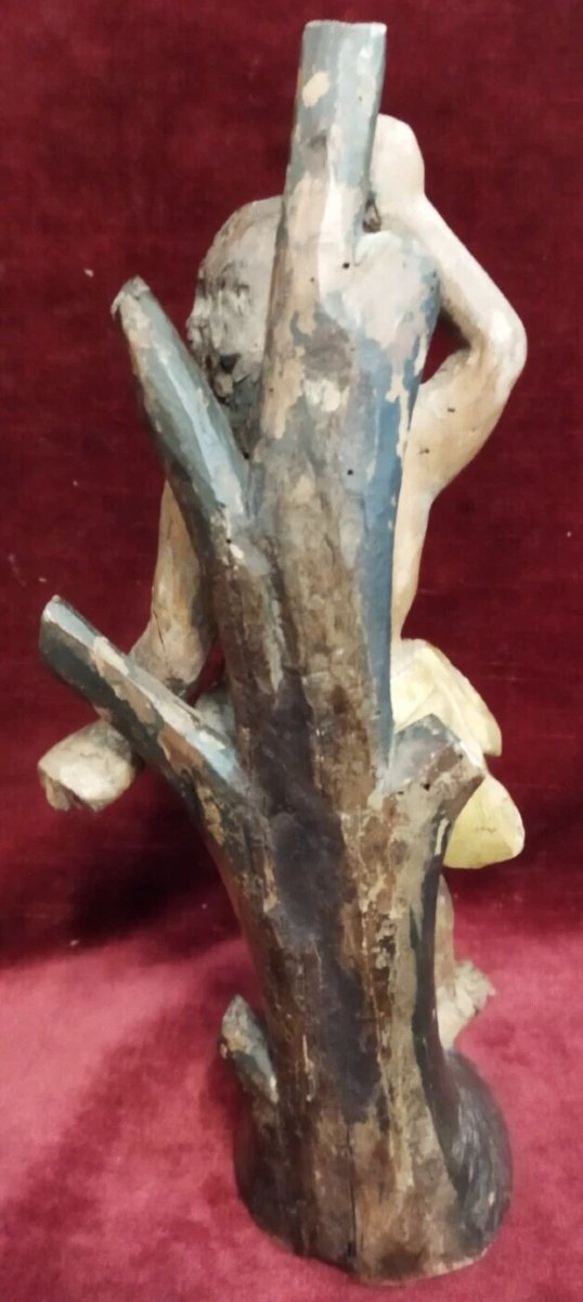 SCULTURA / STATUA DI SAN SEBASTIANO in legno intagliato e dipinto - del XVIII SECOLO-photo-3