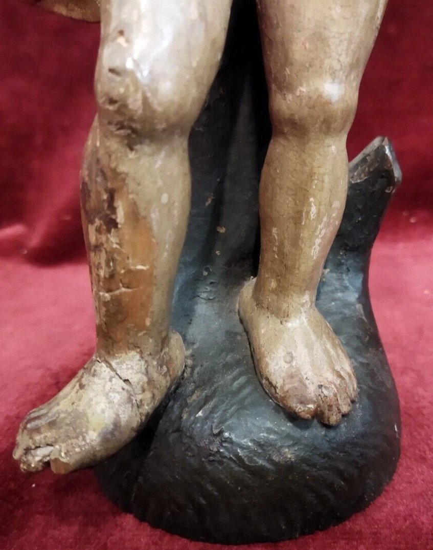 SCULTURA / STATUA DI SAN SEBASTIANO in legno intagliato e dipinto - del XVIII SECOLO-photo-2