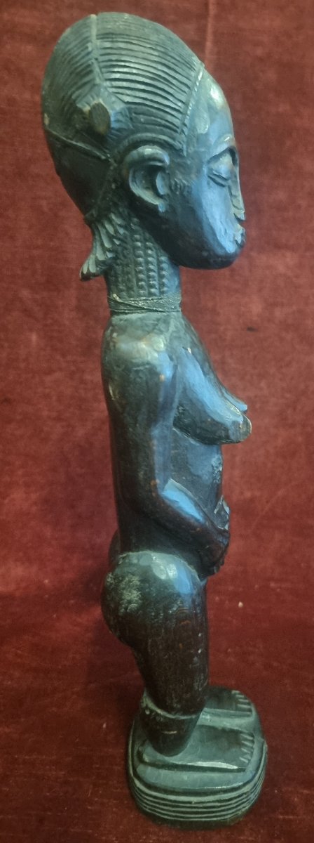 SCULTURA DONNA AFRICANA IN LEGNO INTAGLIATO - COSTA D'AVORIO - META' DEL XX SECOLO-photo-2