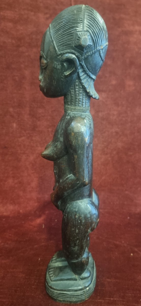 SCULTURA DONNA AFRICANA IN LEGNO INTAGLIATO - COSTA D'AVORIO - META' DEL XX SECOLO-photo-4