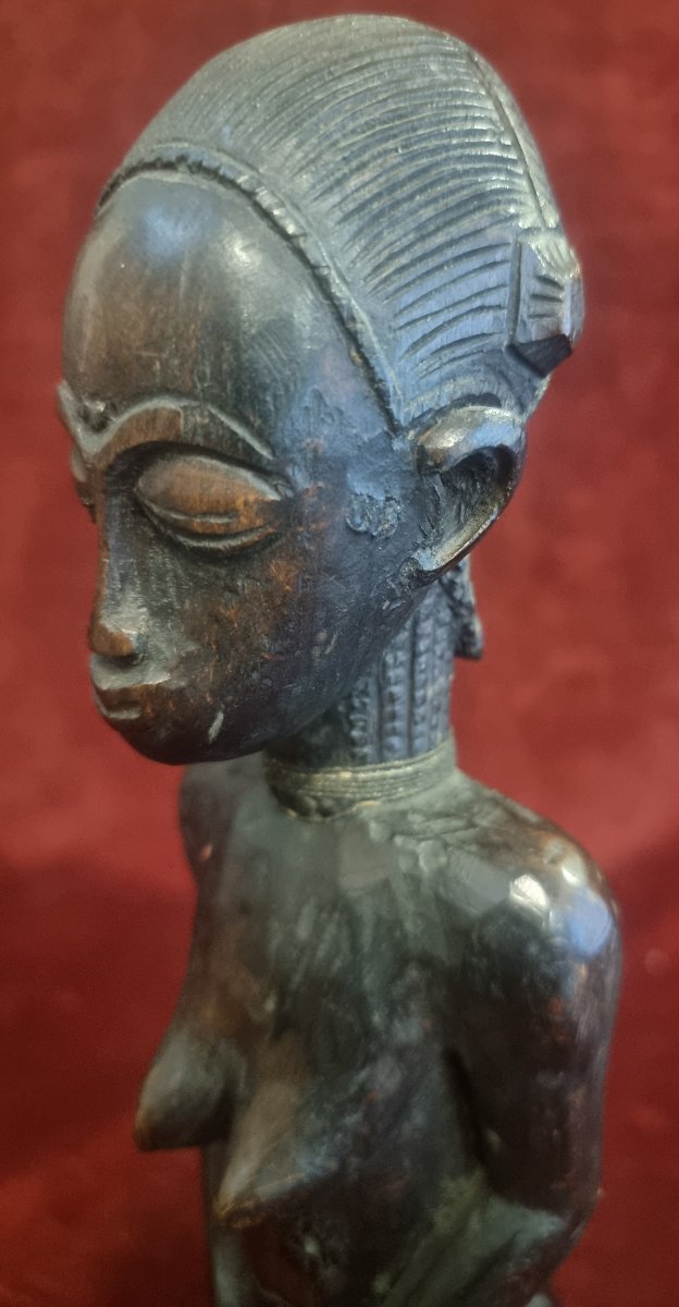 SCULTURA DONNA AFRICANA IN LEGNO INTAGLIATO - COSTA D'AVORIO - META' DEL XX SECOLO-photo-2