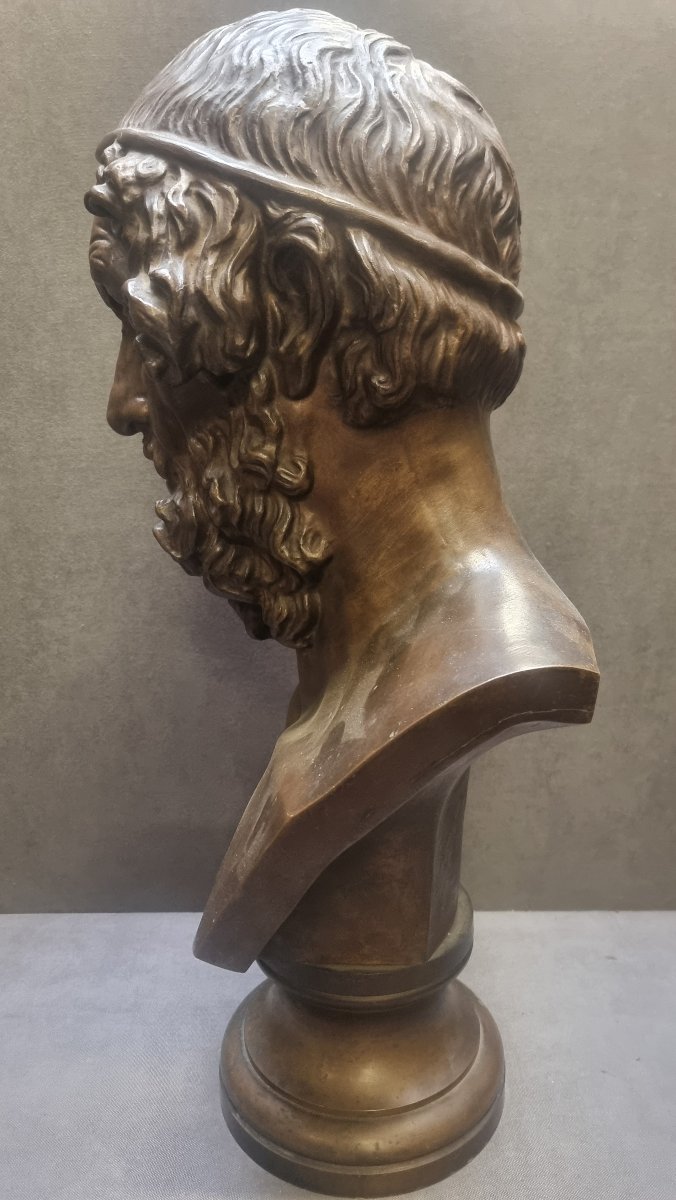 BUSTO IN BRONZO OMERO - FRANCIA NAPOLEONE III - META' DEL XIX SECOLO-photo-2