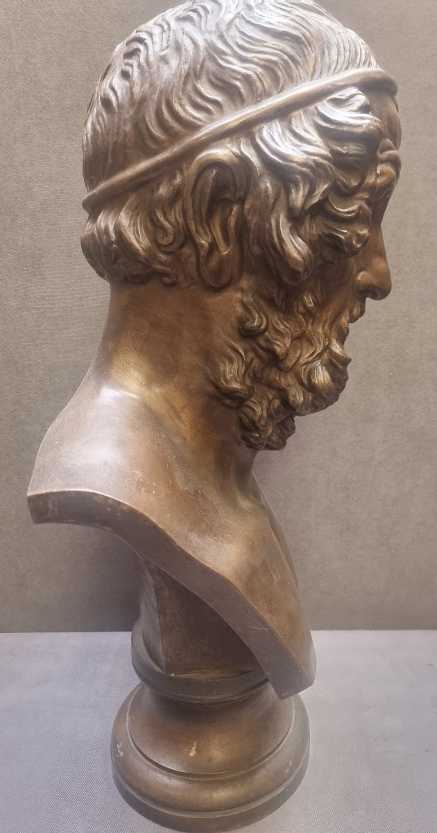 BUSTO IN BRONZO OMERO - FRANCIA NAPOLEONE III - META' DEL XIX SECOLO-photo-4