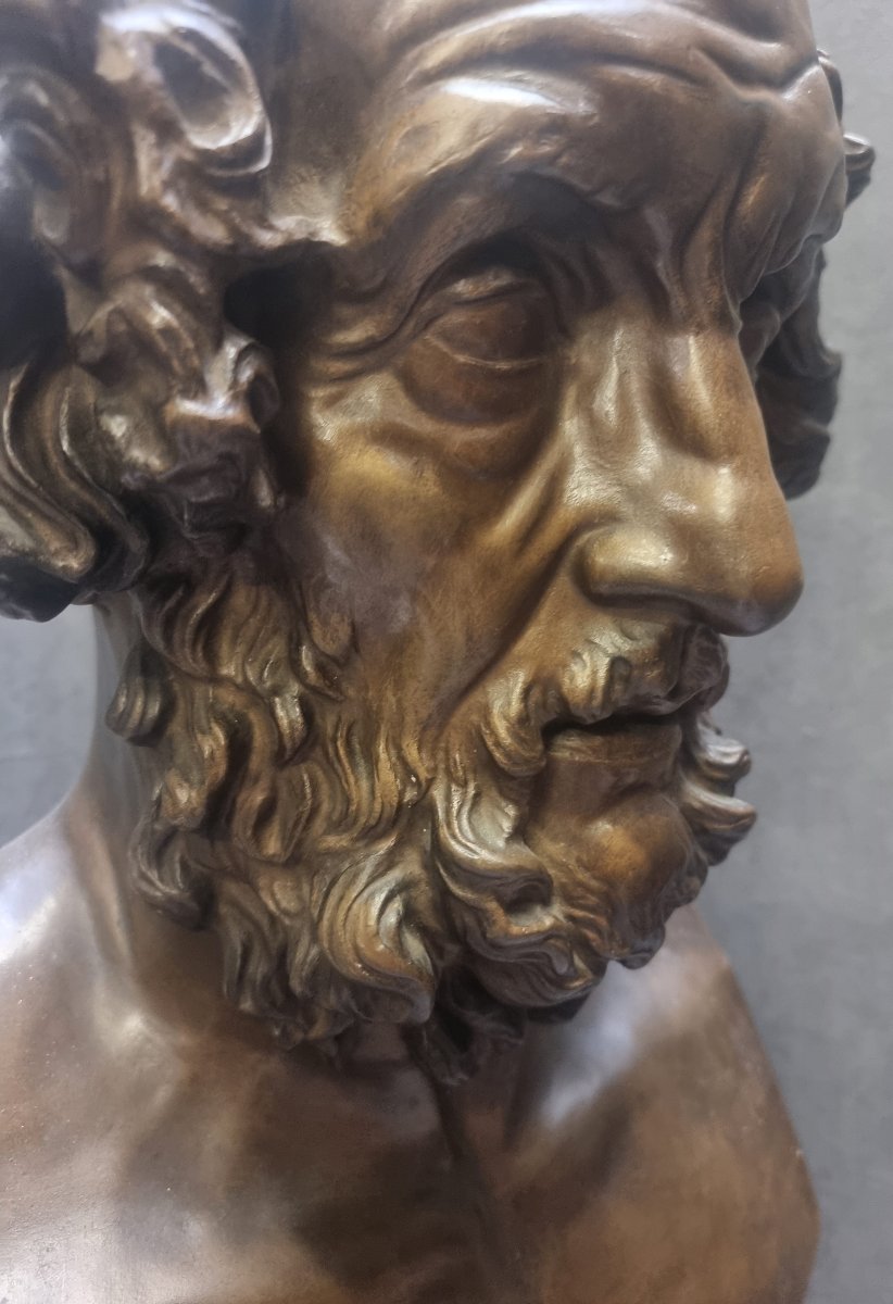 BUSTO IN BRONZO OMERO - FRANCIA NAPOLEONE III - META' DEL XIX SECOLO-photo-1