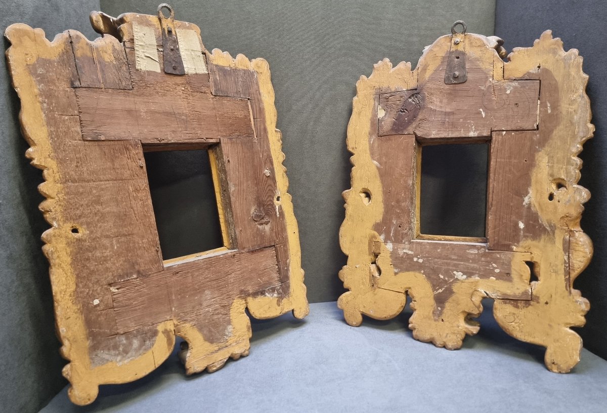 COPPIA CORNICI IN LEGNO INTAGLIATO E DORATO - SPAGNA PRIMA META DEL XVII SECOLO-photo-4