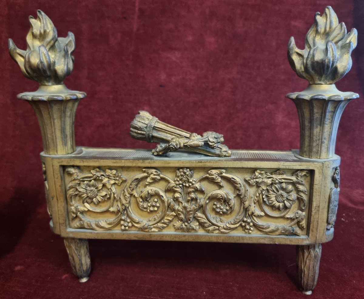 ALARI DA CAMINO IN BRONZO DORATO  FRANCIA INIZIO XIX SECOLO - BOUHON FRERES-photo-2