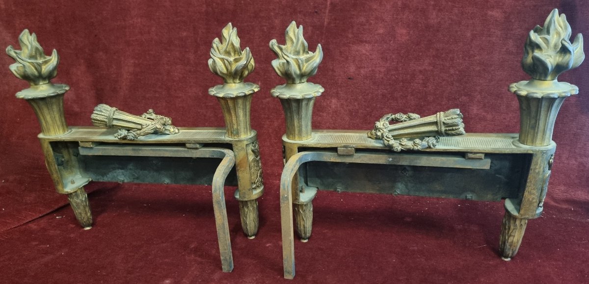 ALARI DA CAMINO IN BRONZO DORATO  FRANCIA INIZIO XIX SECOLO - BOUHON FRERES-photo-4