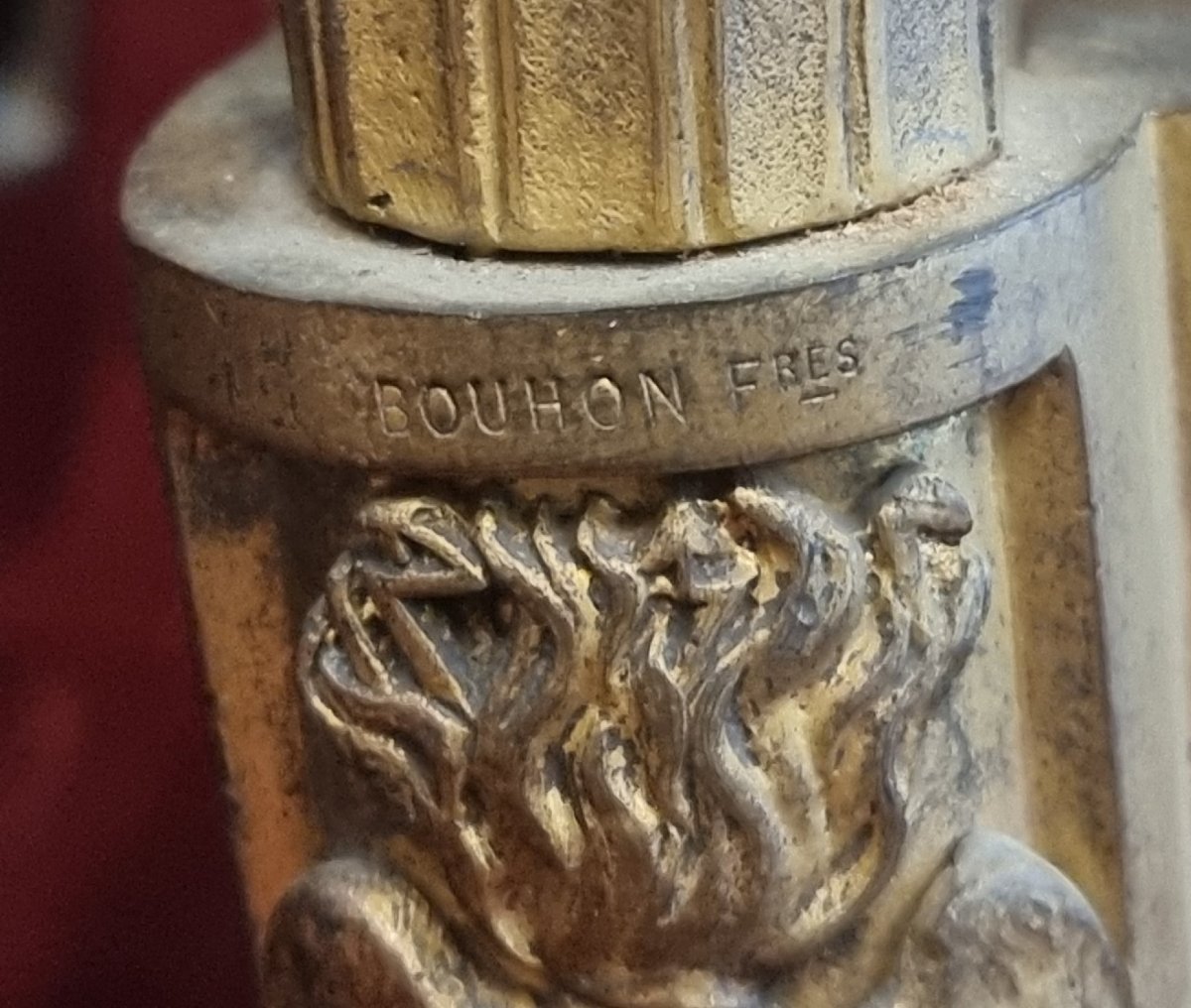 ALARI DA CAMINO IN BRONZO DORATO  FRANCIA INIZIO XIX SECOLO - BOUHON FRERES-photo-3