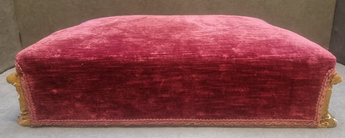 BASE IN LEGNO DORATO E VELLUTO ROSSO - ITALIA FINE XVII SECOLO-photo-3
