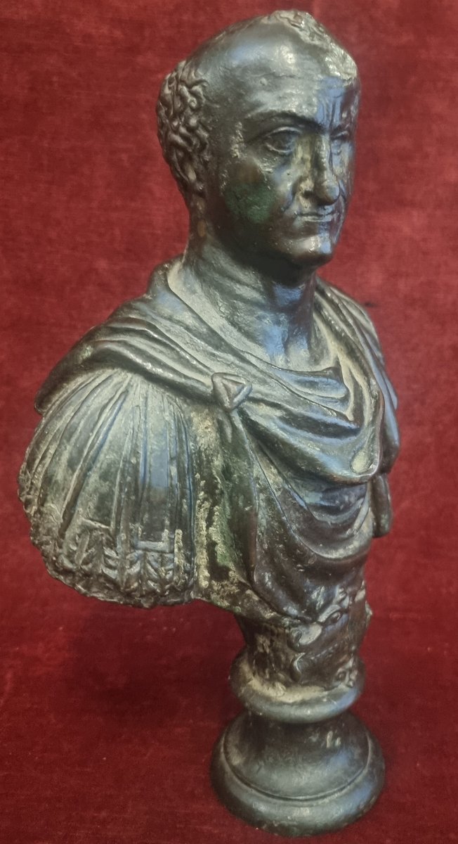 BUSTO IN BRONZO RAFFIGURANTE IMPERATORE VESPASIANO - ITALIA INIZIO XVII SECOLO-photo-2