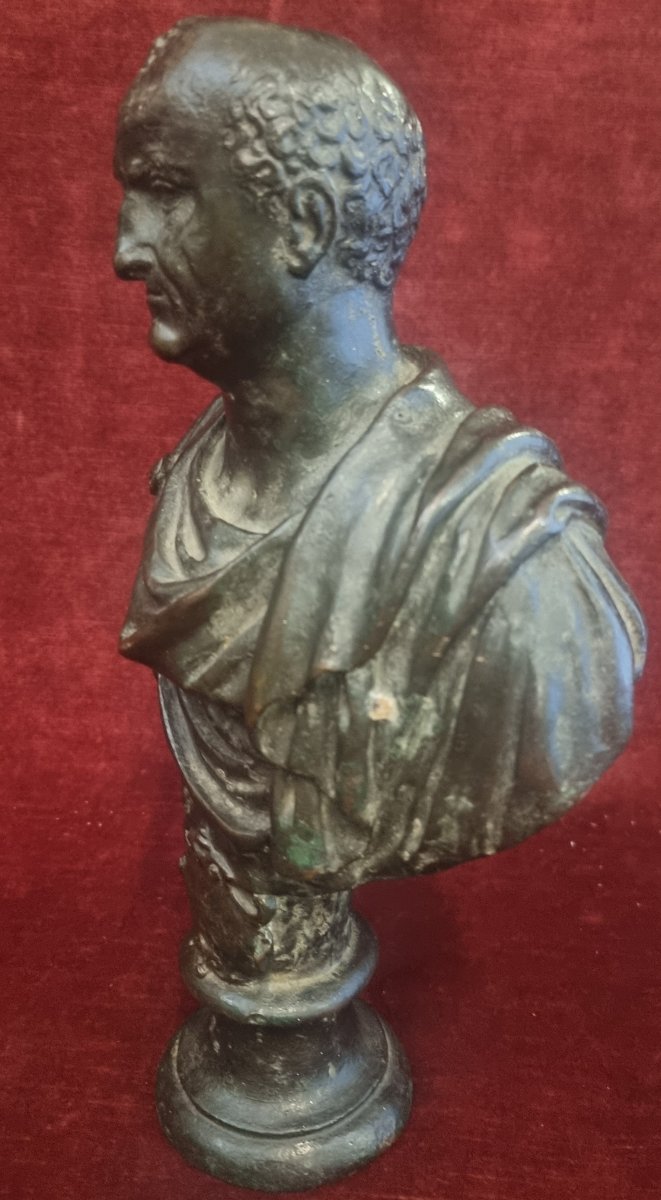 BUSTO IN BRONZO RAFFIGURANTE IMPERATORE VESPASIANO - ITALIA INIZIO XVII SECOLO-photo-2