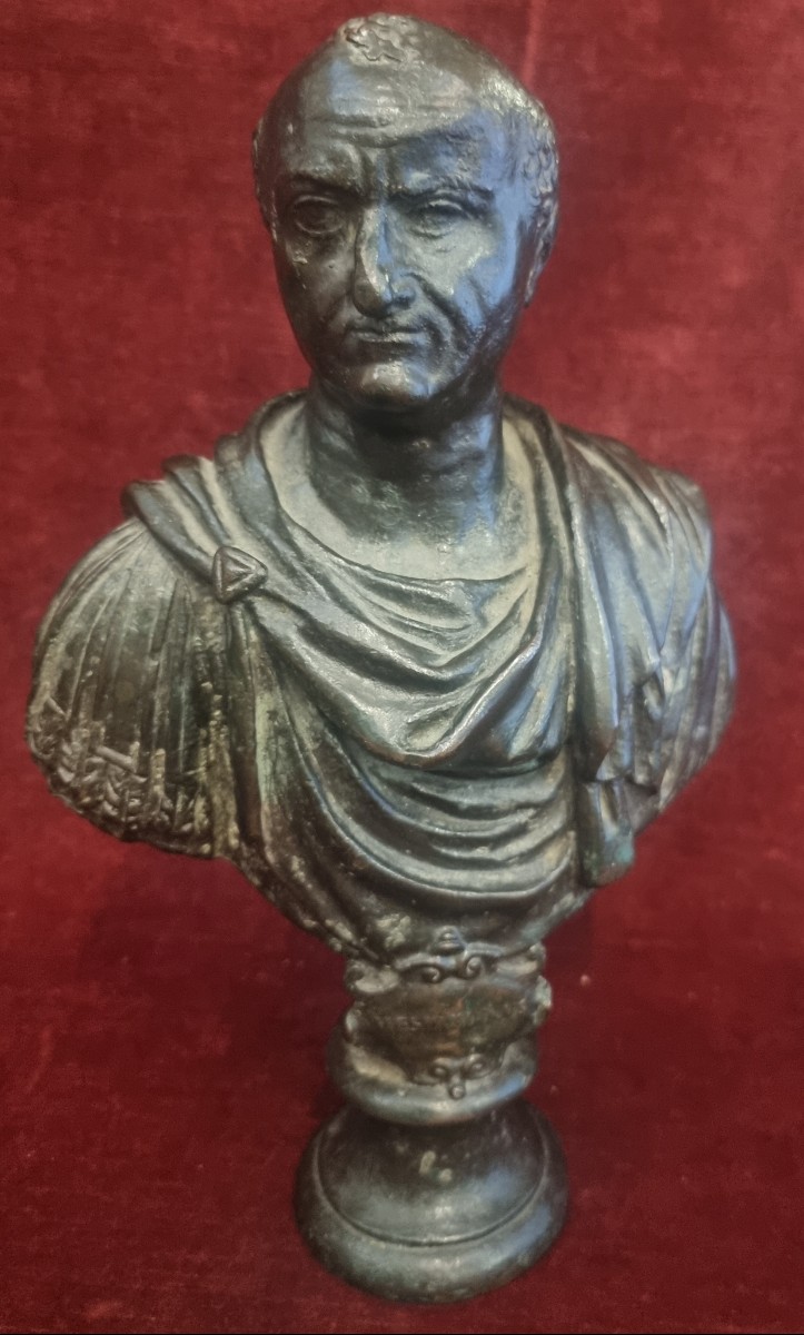 BUSTO IN BRONZO RAFFIGURANTE IMPERATORE VESPASIANO - ITALIA INIZIO XVII SECOLO