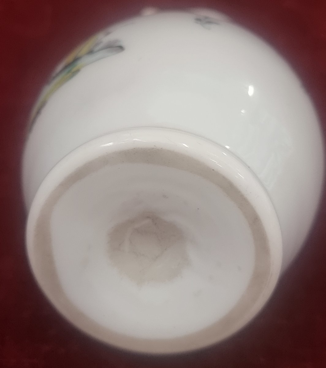 PICCOLA BROCCA IN VETRO OPALINA, DIPINTA - INIZIO XIX SECOLO-photo-2