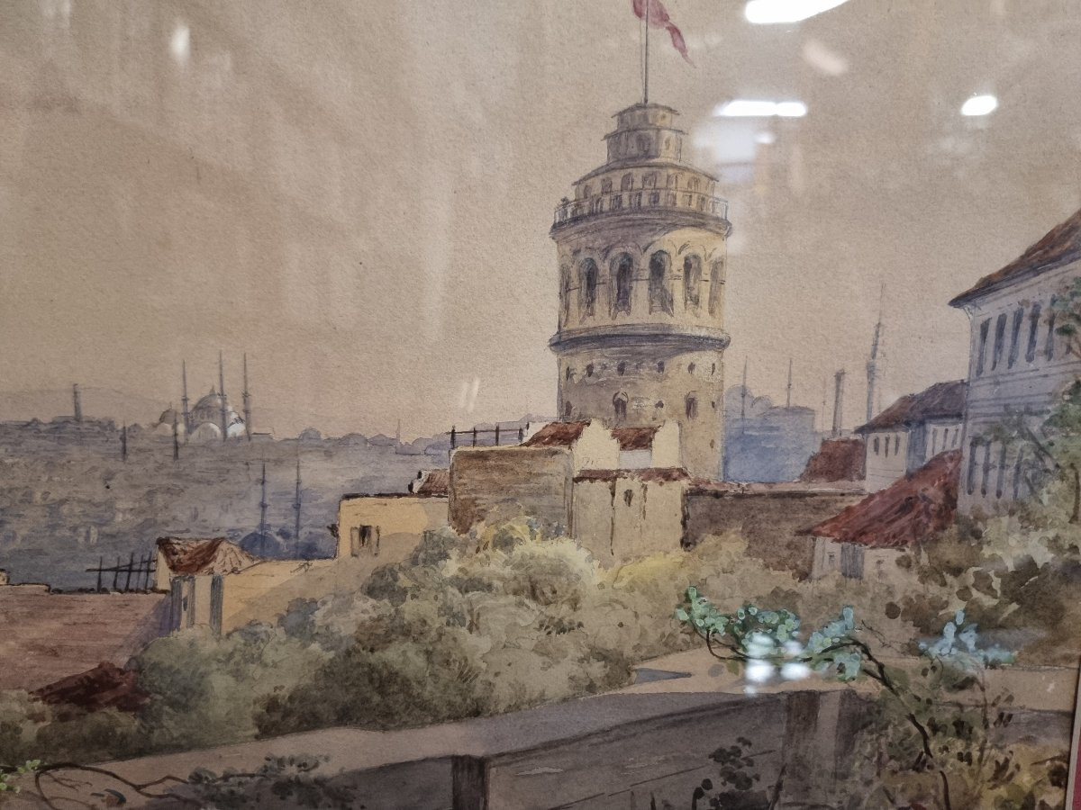 COPPIA QUADRI - GOUACHES COSTANTINOPOLI / ISTANBUL  - XIX SECOLO-photo-3
