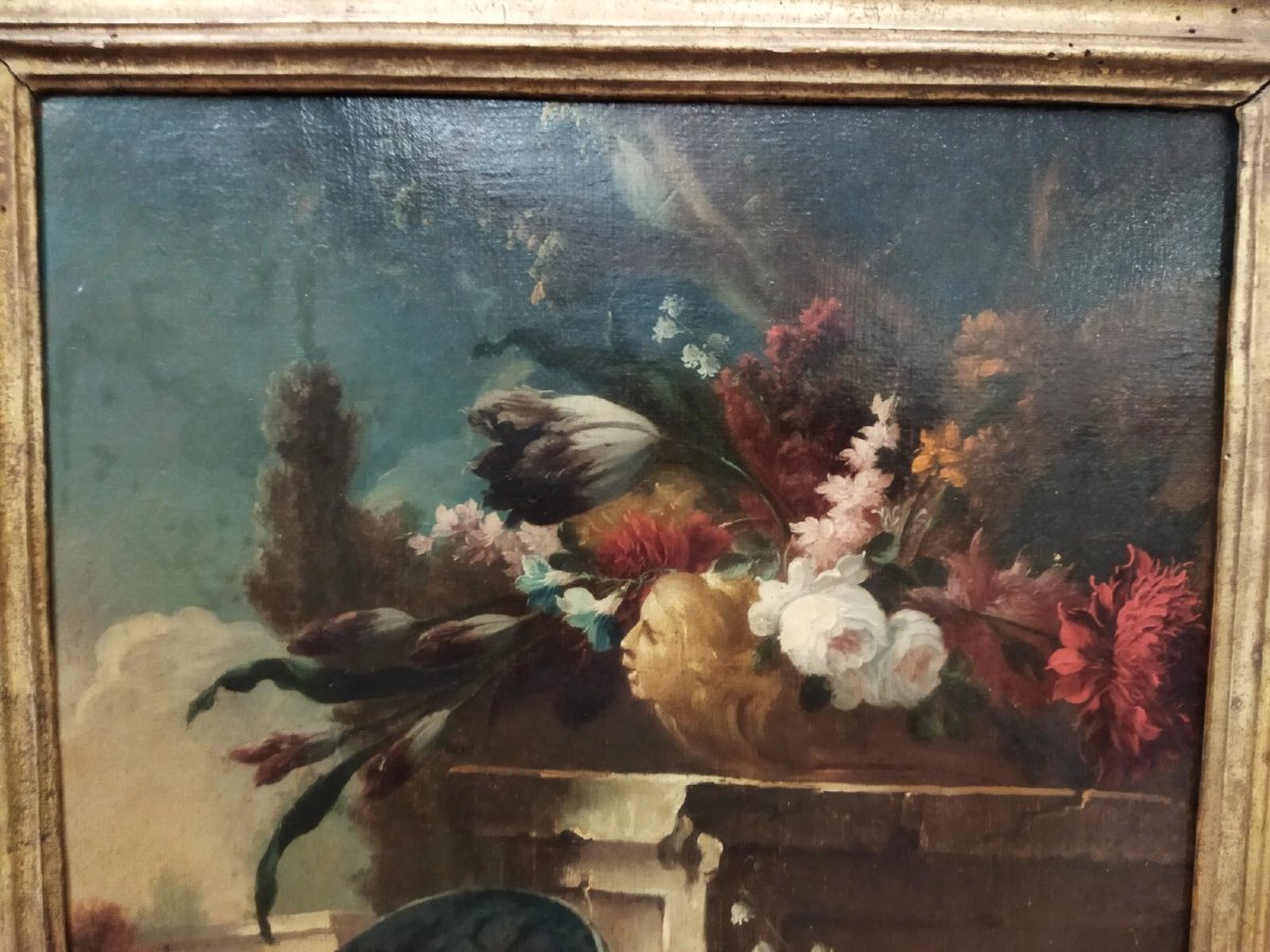 QUADRO NATURA MORTA - OLIO SU TELA   - XVII SECOLO  con cornice coeva-photo-2
