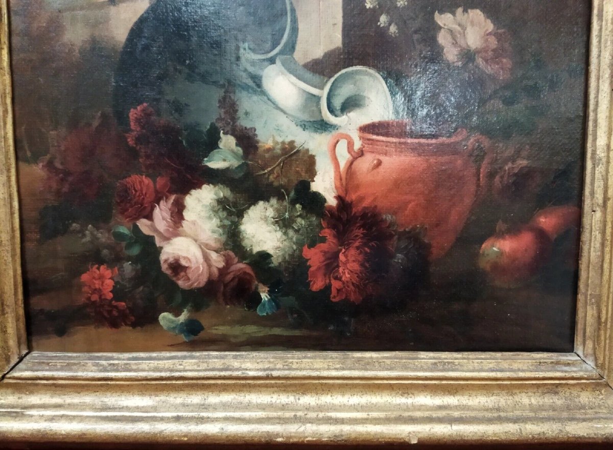 QUADRO NATURA MORTA - OLIO SU TELA   - XVII SECOLO  con cornice coeva-photo-4