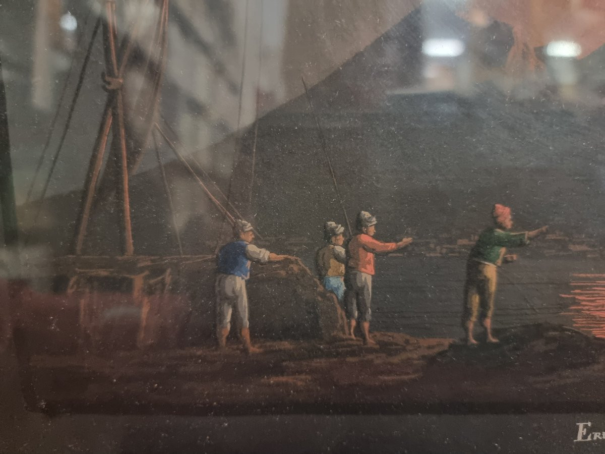 QUADRO - GOUACHE NAPOLI - ERUZIONE VESUVIO,  1 GENNAIO 1812-photo-2