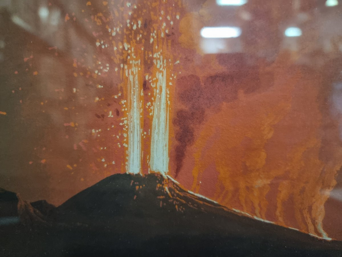 QUADRO - GOUACHE NAPOLI - ERUZIONE VESUVIO,  1 GENNAIO 1812-photo-3