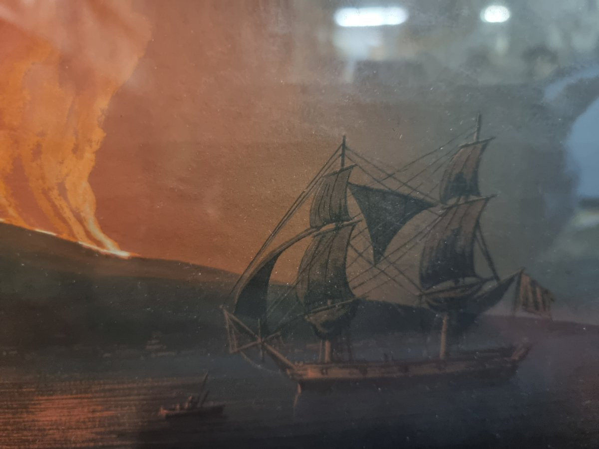 QUADRO - GOUACHE NAPOLI - ERUZIONE VESUVIO,  1 GENNAIO 1812-photo-1