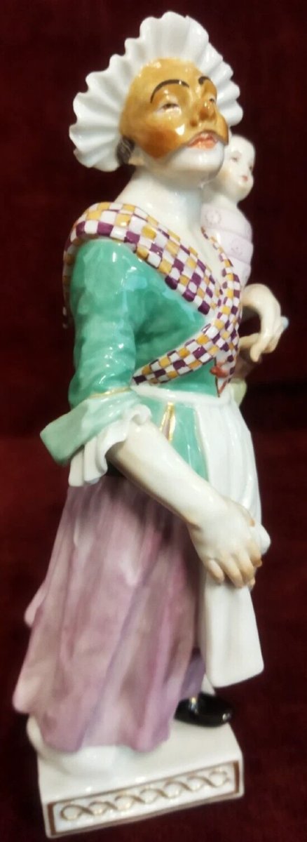 STATUINA "GNAGA" IN PORCELLANA DIPINTA MEISSEN - XX SECOLO / primi '900-photo-2