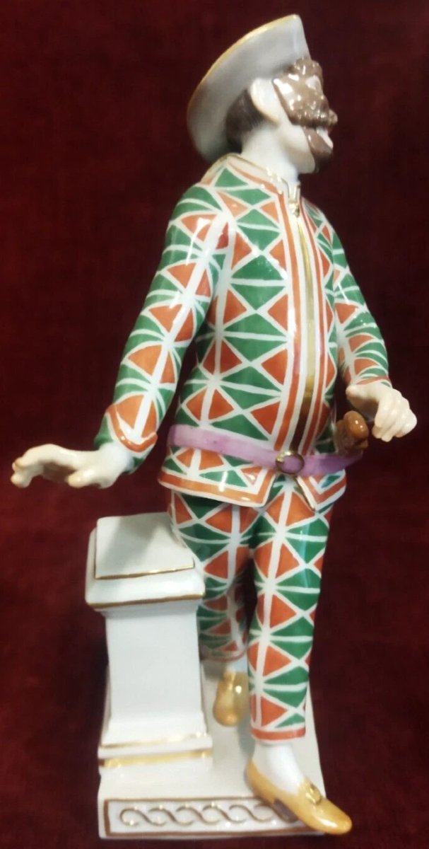 STATUINA ARLECCHINO IN PORCELLANA DIPINTA MEISSEN - XX SECOLO / primi '900-photo-2