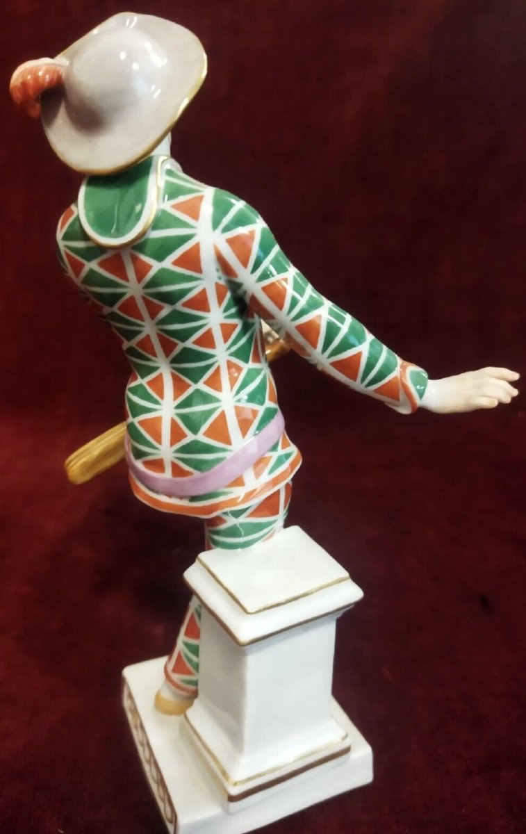 STATUINA ARLECCHINO IN PORCELLANA DIPINTA MEISSEN - XX SECOLO / primi '900-photo-3