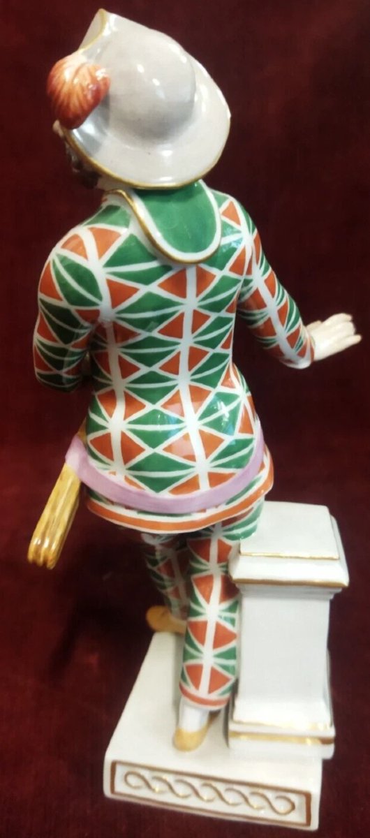 STATUINA ARLECCHINO IN PORCELLANA DIPINTA MEISSEN - XX SECOLO / primi '900-photo-4
