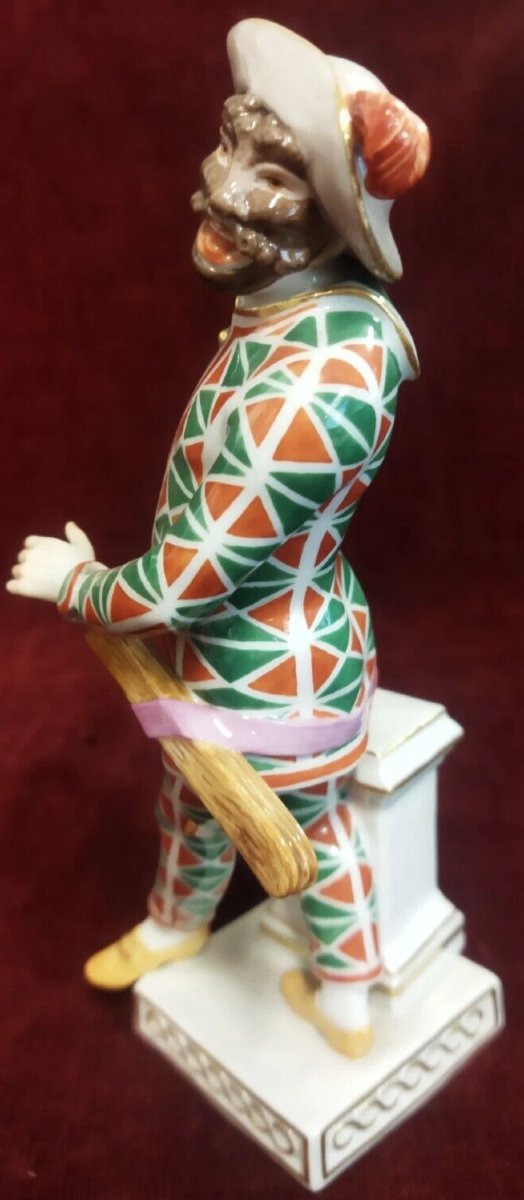 STATUINA ARLECCHINO IN PORCELLANA DIPINTA MEISSEN - XX SECOLO / primi '900-photo-1