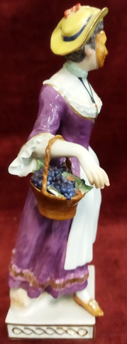 STATUINA "ORTOLANA" IN PORCELLANA DIPINTA MEISSEN - primi '900-photo-2