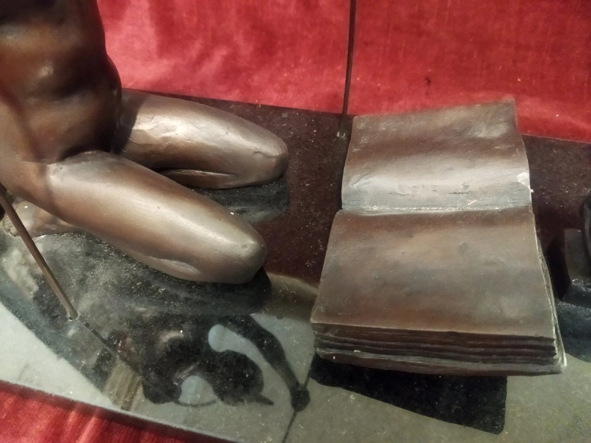 SCULTURA DONNA SOMALA in bronzo su base in marmo 30/06/1989 UGO ATTARDI-photo-3