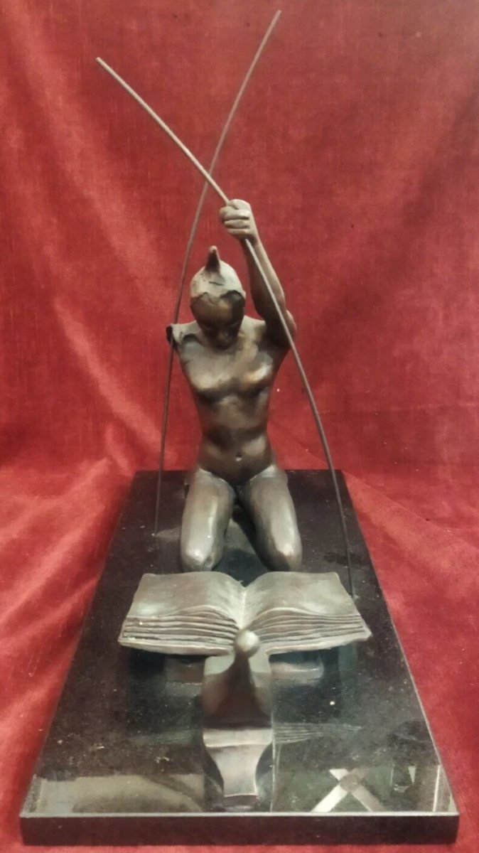 SCULTURA DONNA SOMALA in bronzo su base in marmo 30/06/1989 UGO ATTARDI-photo-3