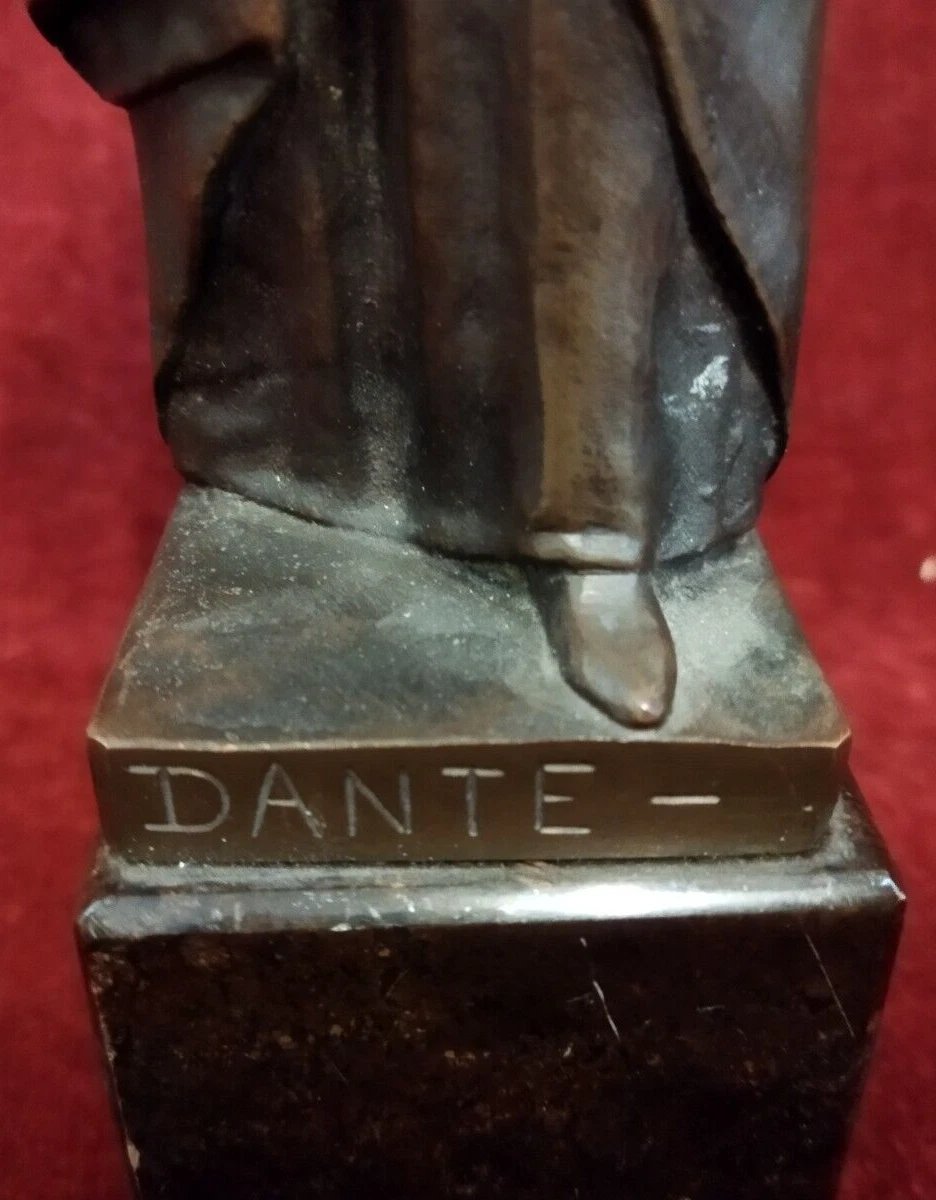 SCULTURA IN BRONZO su base marmo DANTE ALIGHIERI-photo-1