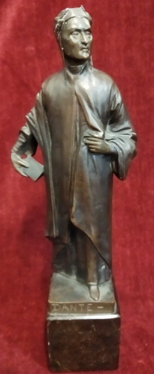 SCULTURA IN BRONZO su base marmo DANTE ALIGHIERI