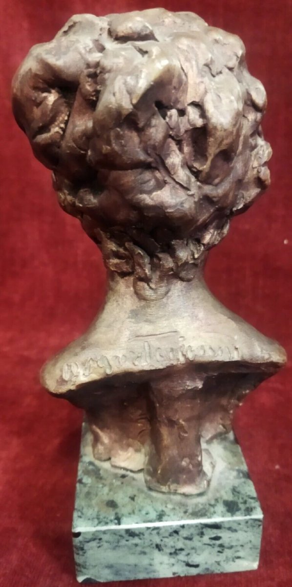 SCULTURA BUSTO DI DONNA IN BRONZO su base marmo DOMENICO MASTROIANNI (1876-1962)-photo-3