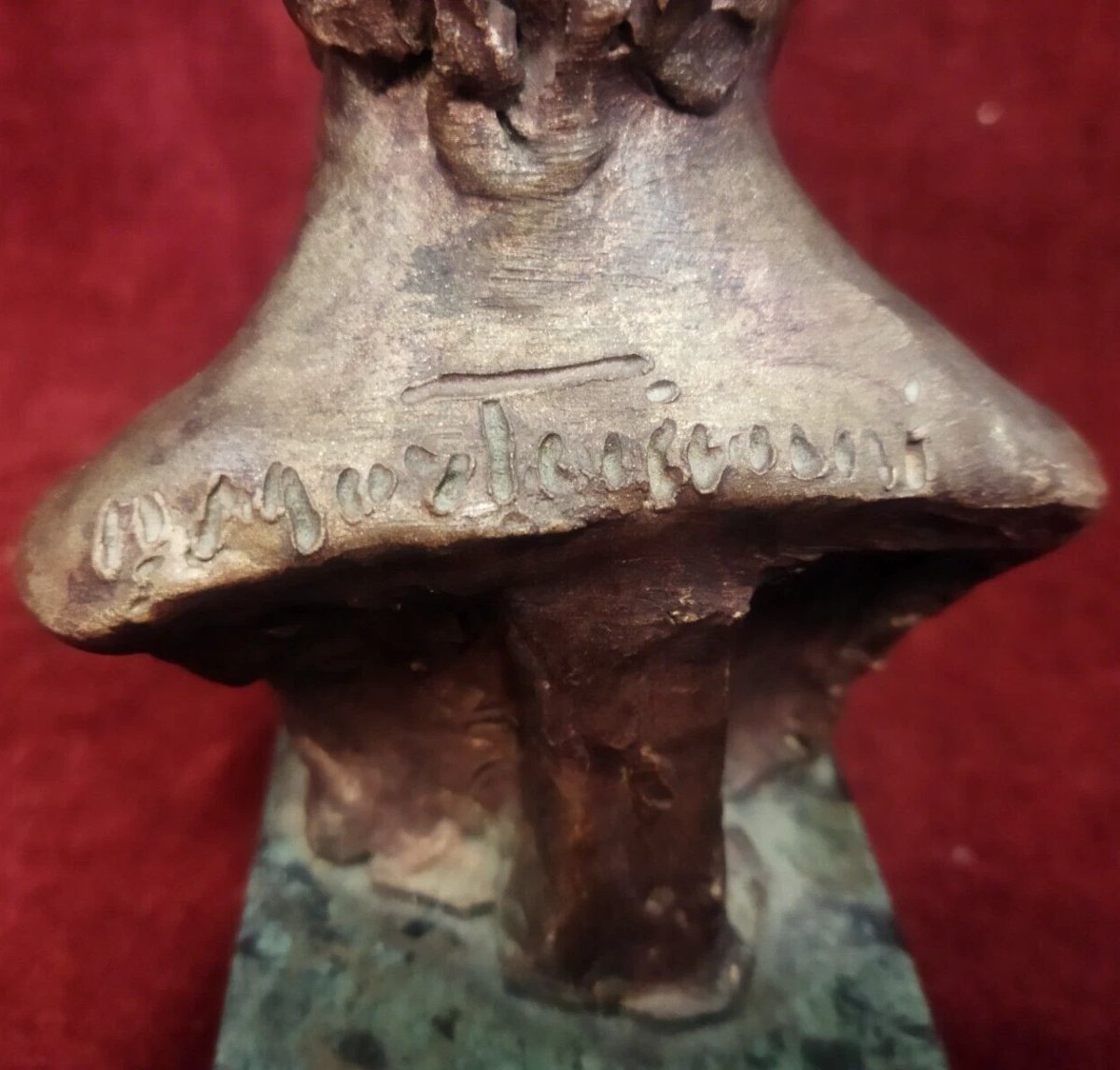 SCULTURA BUSTO DI DONNA IN BRONZO su base marmo DOMENICO MASTROIANNI (1876-1962)-photo-4