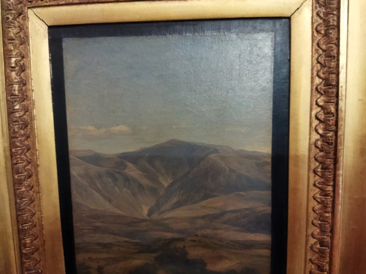DIPINTO OLIO SU TELA PAESAGGIO UMBRO - from Perugia to Gubbio 1867 T.H. Hotchkins (1834-1869)-photo-3