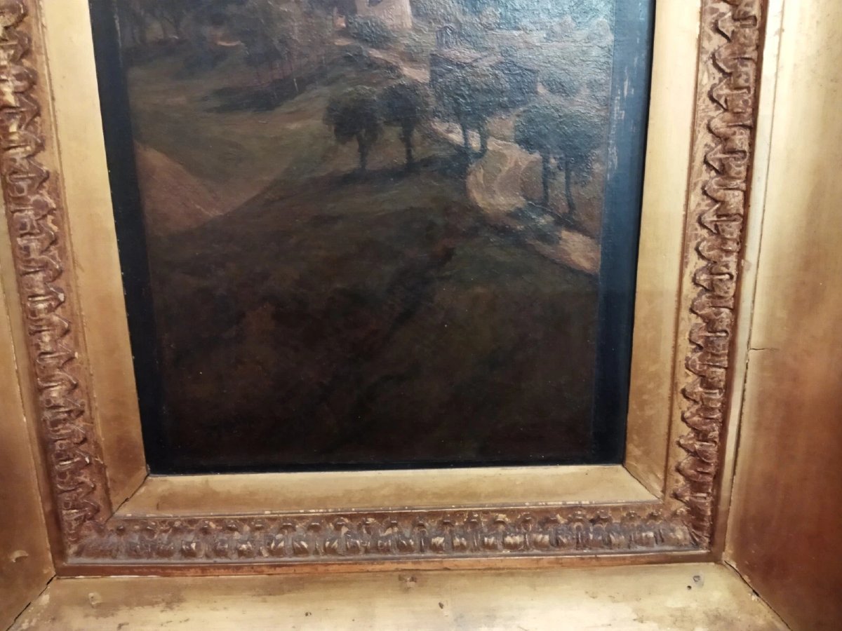 DIPINTO OLIO SU TELA PAESAGGIO UMBRO - from Perugia to Gubbio 1867 T.H. Hotchkins (1834-1869)-photo-1