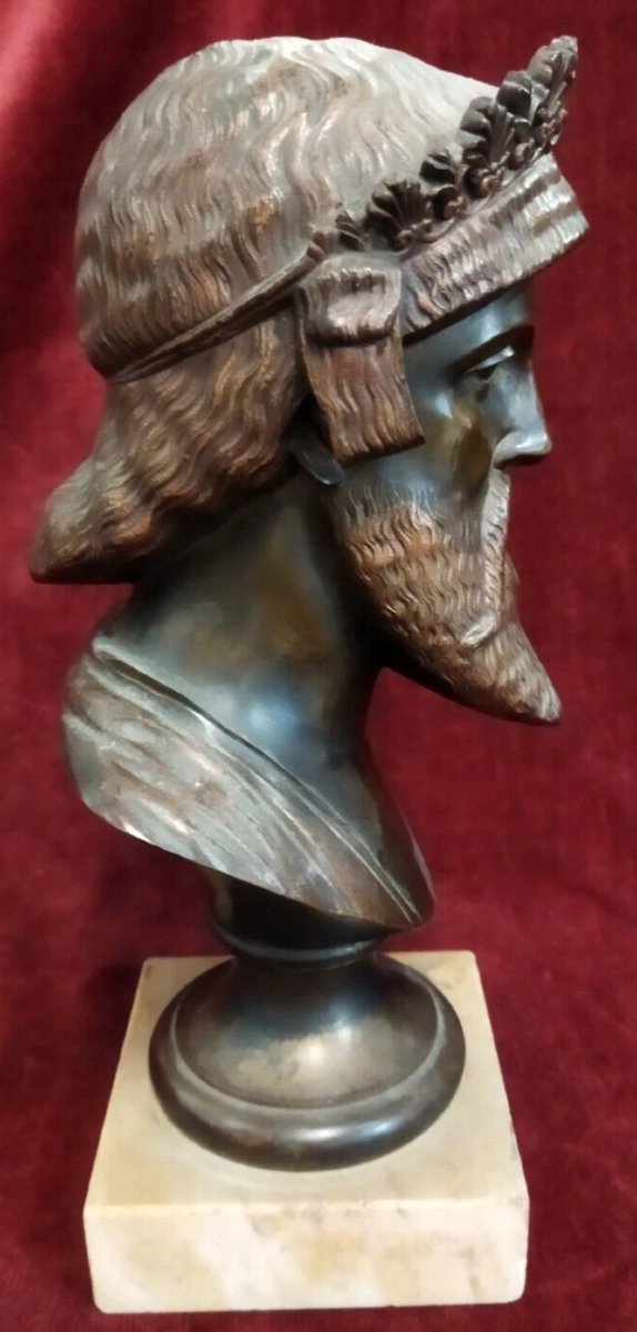 SCULTURA IN BRONZO su base marmo - BUSTO GIOVE JUPITER - primi '900-photo-2