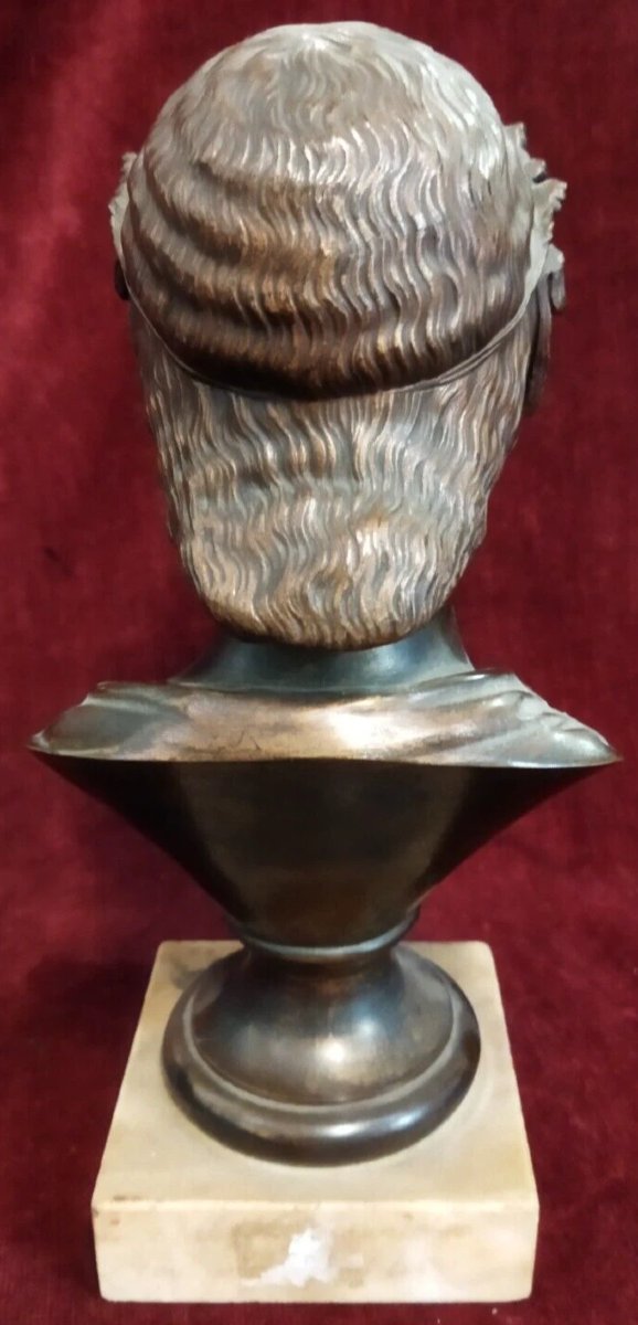 SCULTURA IN BRONZO su base marmo - BUSTO GIOVE JUPITER - primi '900-photo-3