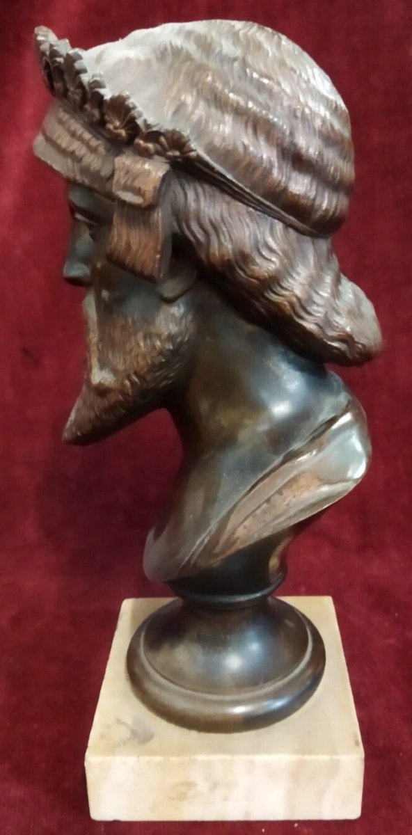 SCULTURA IN BRONZO su base marmo - BUSTO GIOVE JUPITER - primi '900-photo-4