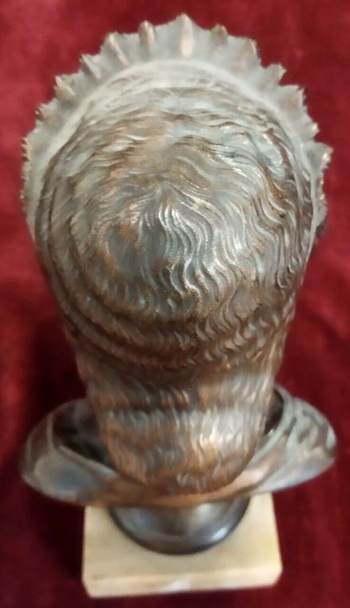SCULTURA IN BRONZO su base marmo - BUSTO GIOVE JUPITER - primi '900-photo-1