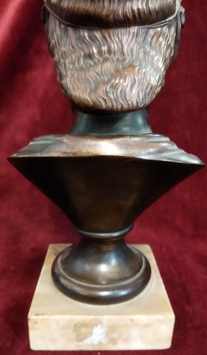 SCULTURA IN BRONZO su base marmo - BUSTO GIOVE JUPITER - primi '900-photo-3