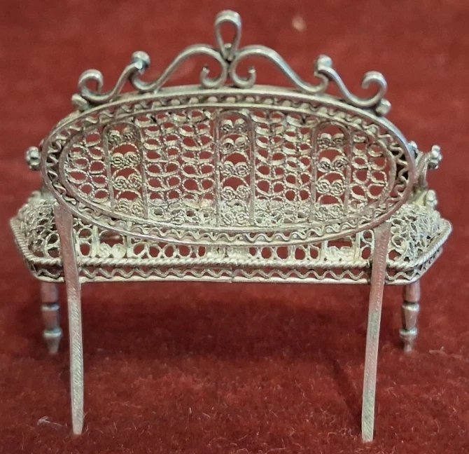 SET (5 pezzi) SALOTTINO MINIATURA IN ARGENTO / FILIGRANA-photo-3