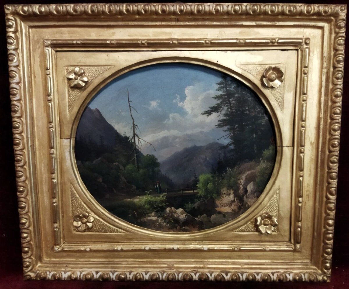 COPPIA QUADRI OLIO S/ CARTONE PRESSATO PAESAGGI - GUIDO AGOSTINI (1865-1898)-photo-2