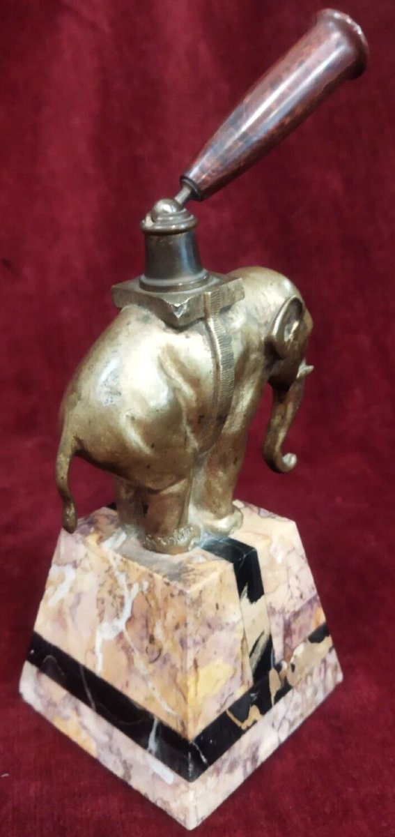 PORTAPENNA ELEFANTE IN BRONZO SU BASE IN MARMO JEAN GARNIER (1853-1910) Francia-photo-2