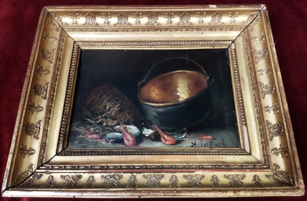 COPPIA QUADRI NATURA MORTA / OLIO SU TELA ALFRED BENOIT CAILLAUD (1855-1940)-photo-3